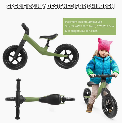 12-Inch Balance Bike – Kids Training Bik