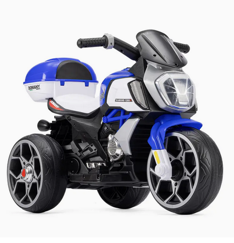 Kids 3‑Wheel Electric Motorcycle — Music, USB/MP3, Headlight & Horn (Ages 3–8