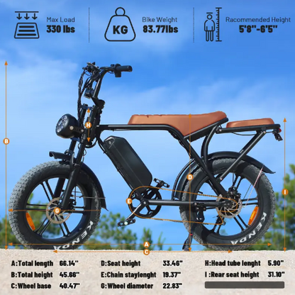 V8 Electric Mountain Bike — 500W • 48V Removable Battery • 19 mph