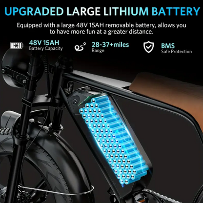 V8 Electric Mountain Bike — 500W • 48V Removable Battery • 19 mph